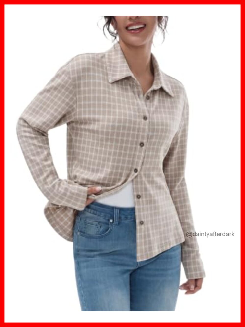 Plaid Flannel Shirt Long Sleeve Button Down Slim Fit Casual
